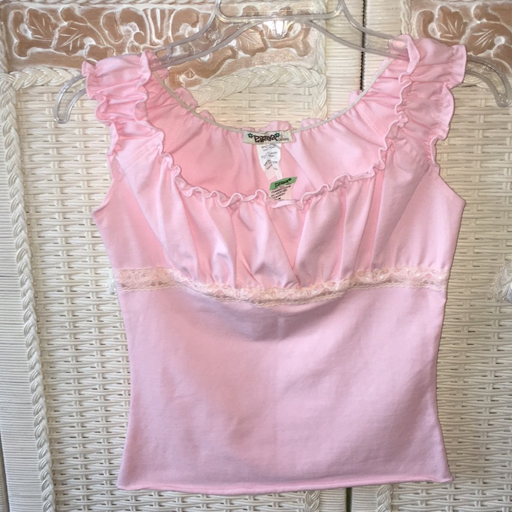 Pink crop top with lace